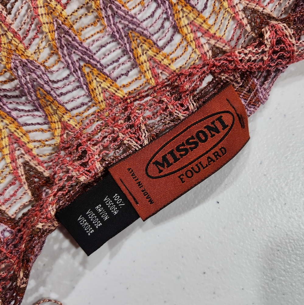 Missoni Zigzag Pattern Scarf in Warm Tones - Picture 3 of 3